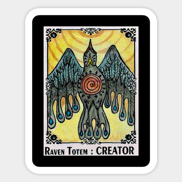 Creator Raven Totem Spirit Guide Sticker by ArtisticEnvironments